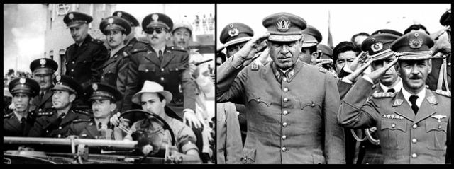 Carlos Castillo Armas next to CIA driver, Guatemala '54; Chilean Augusto Pinochet, left, and Bolivian Hugo Banzer